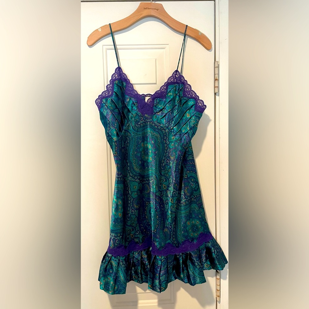 Vintage Gold Label Victoria Secret Paisley Mini Slip Dress